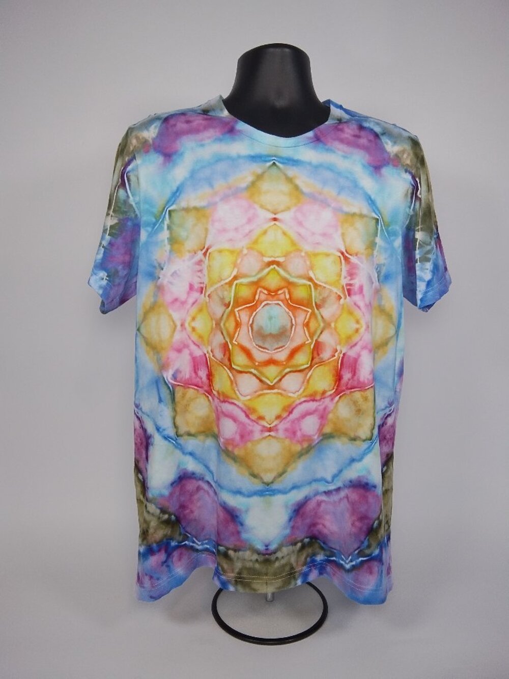 Large Unisex Bella-Canvas 3001C “Mandala” Ice Dyed T-Shirt